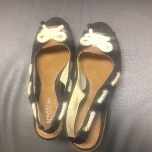 Sperry Women's Black and White Slingback Shoes
